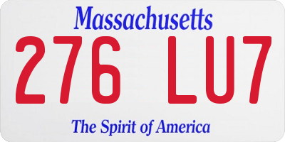 MA license plate 276LU7