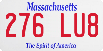 MA license plate 276LU8