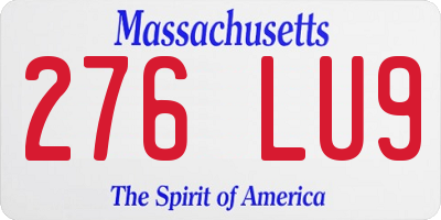 MA license plate 276LU9