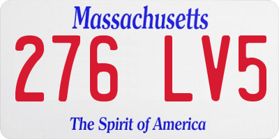 MA license plate 276LV5