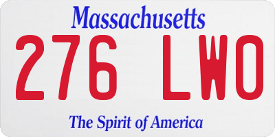 MA license plate 276LW0