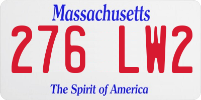MA license plate 276LW2