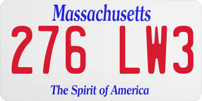 MA license plate 276LW3