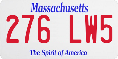 MA license plate 276LW5