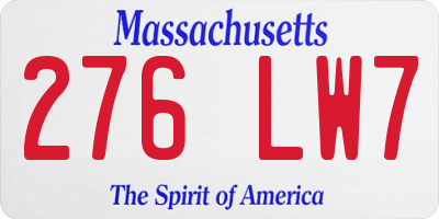 MA license plate 276LW7