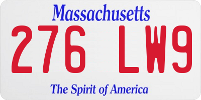 MA license plate 276LW9