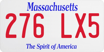 MA license plate 276LX5