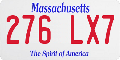 MA license plate 276LX7