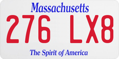 MA license plate 276LX8