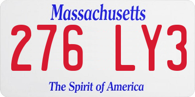 MA license plate 276LY3