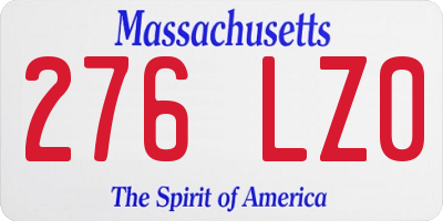 MA license plate 276LZ0