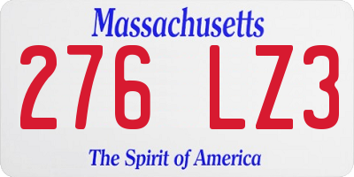 MA license plate 276LZ3