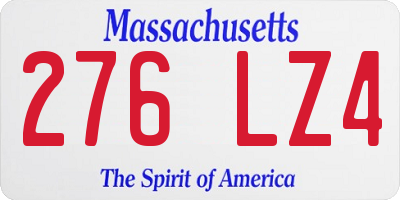 MA license plate 276LZ4