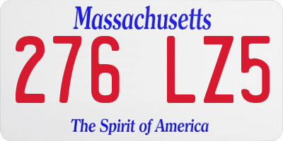 MA license plate 276LZ5