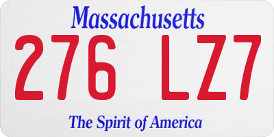 MA license plate 276LZ7