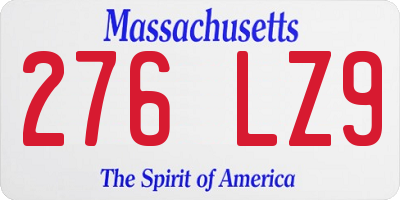 MA license plate 276LZ9