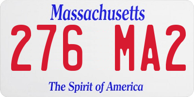 MA license plate 276MA2