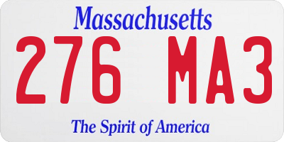 MA license plate 276MA3