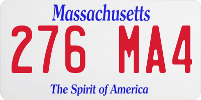MA license plate 276MA4
