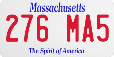 MA license plate 276MA5
