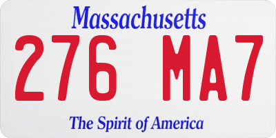 MA license plate 276MA7