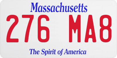 MA license plate 276MA8