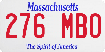 MA license plate 276MB0
