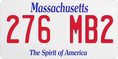 MA license plate 276MB2