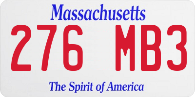 MA license plate 276MB3