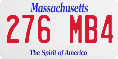 MA license plate 276MB4