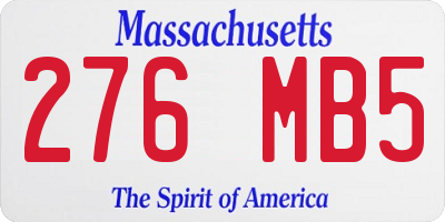 MA license plate 276MB5