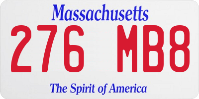 MA license plate 276MB8