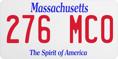 MA license plate 276MC0