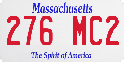 MA license plate 276MC2