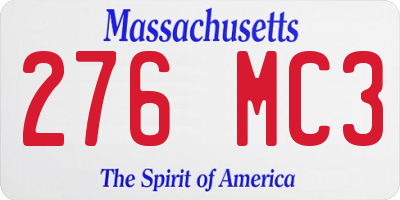 MA license plate 276MC3