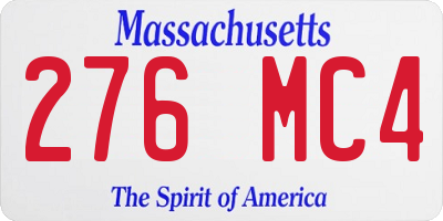 MA license plate 276MC4