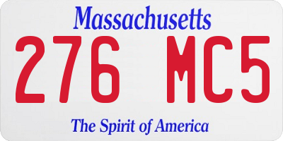MA license plate 276MC5