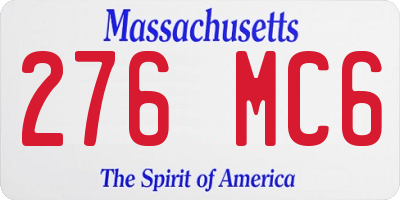 MA license plate 276MC6