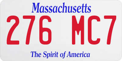 MA license plate 276MC7