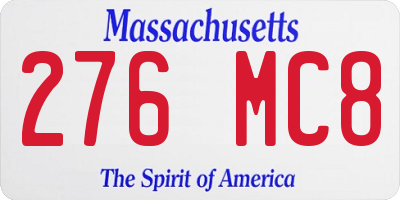 MA license plate 276MC8