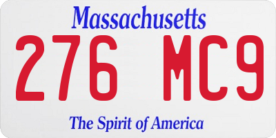 MA license plate 276MC9