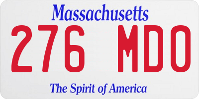 MA license plate 276MD0