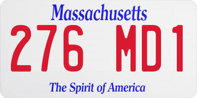 MA license plate 276MD1