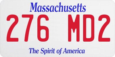 MA license plate 276MD2