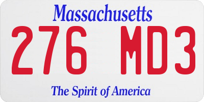MA license plate 276MD3