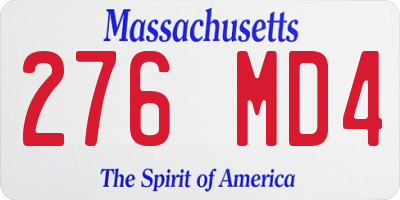 MA license plate 276MD4