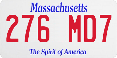 MA license plate 276MD7