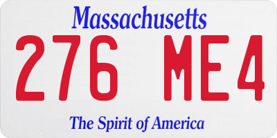 MA license plate 276ME4