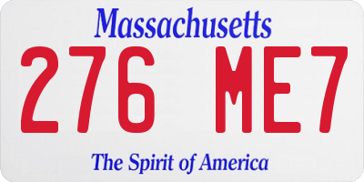 MA license plate 276ME7