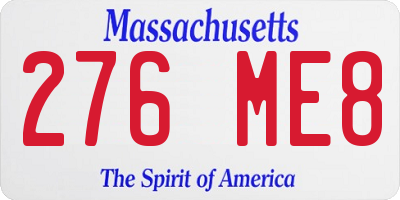 MA license plate 276ME8